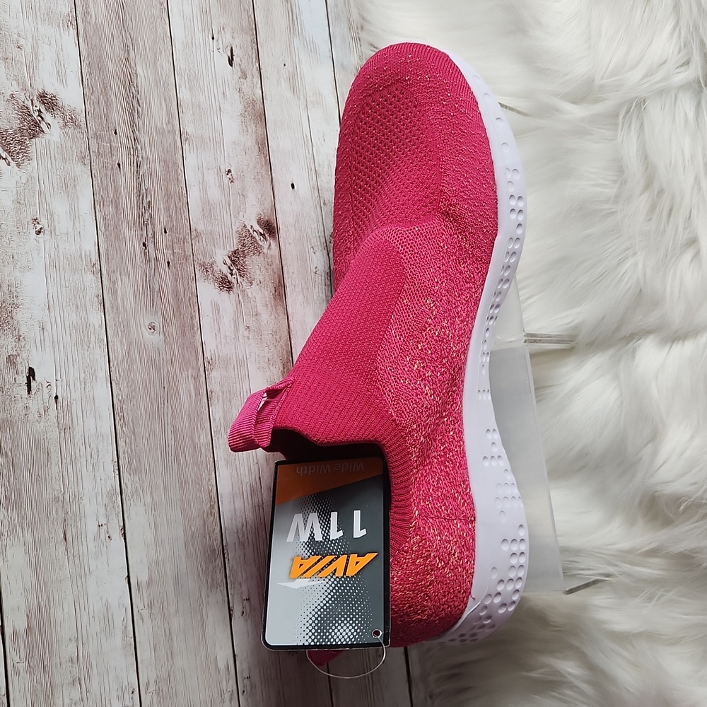 NWT, Avia, women's slip-on sneakers, Size 11W. Bright Pink w Orange - Picture 5 of 7